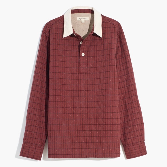 Madewell Other - Madewell Men’s Quilted Long-Sleeve Polo Shirt in Maroon Sz XL